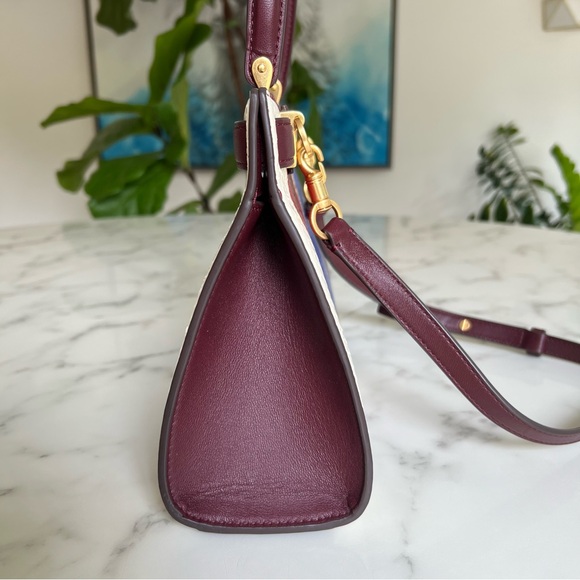 Tory Burch Lee Radziwill Striped Snake Skin Leather Small Top Handle Bag - Picture 13 of 16